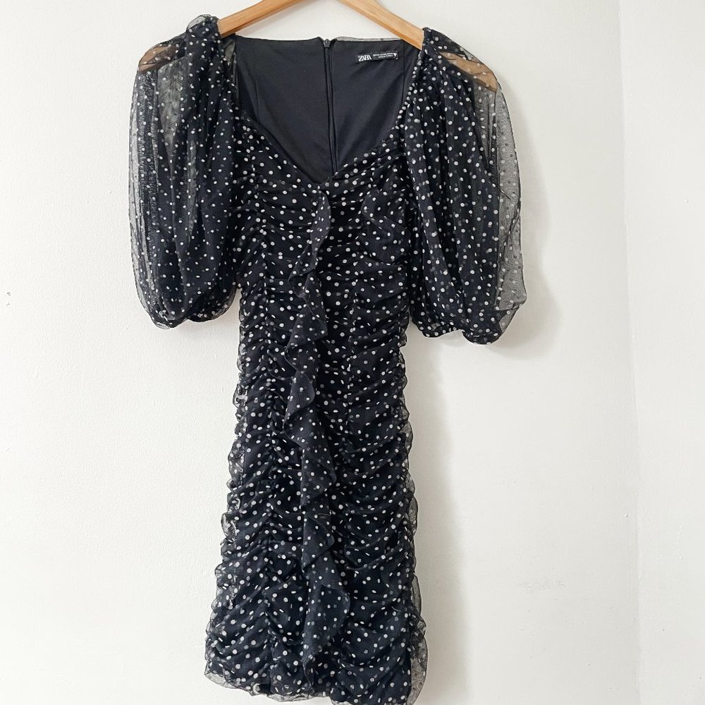 ZARA POLKA DOT PUFF BALLOON MINI DRESS